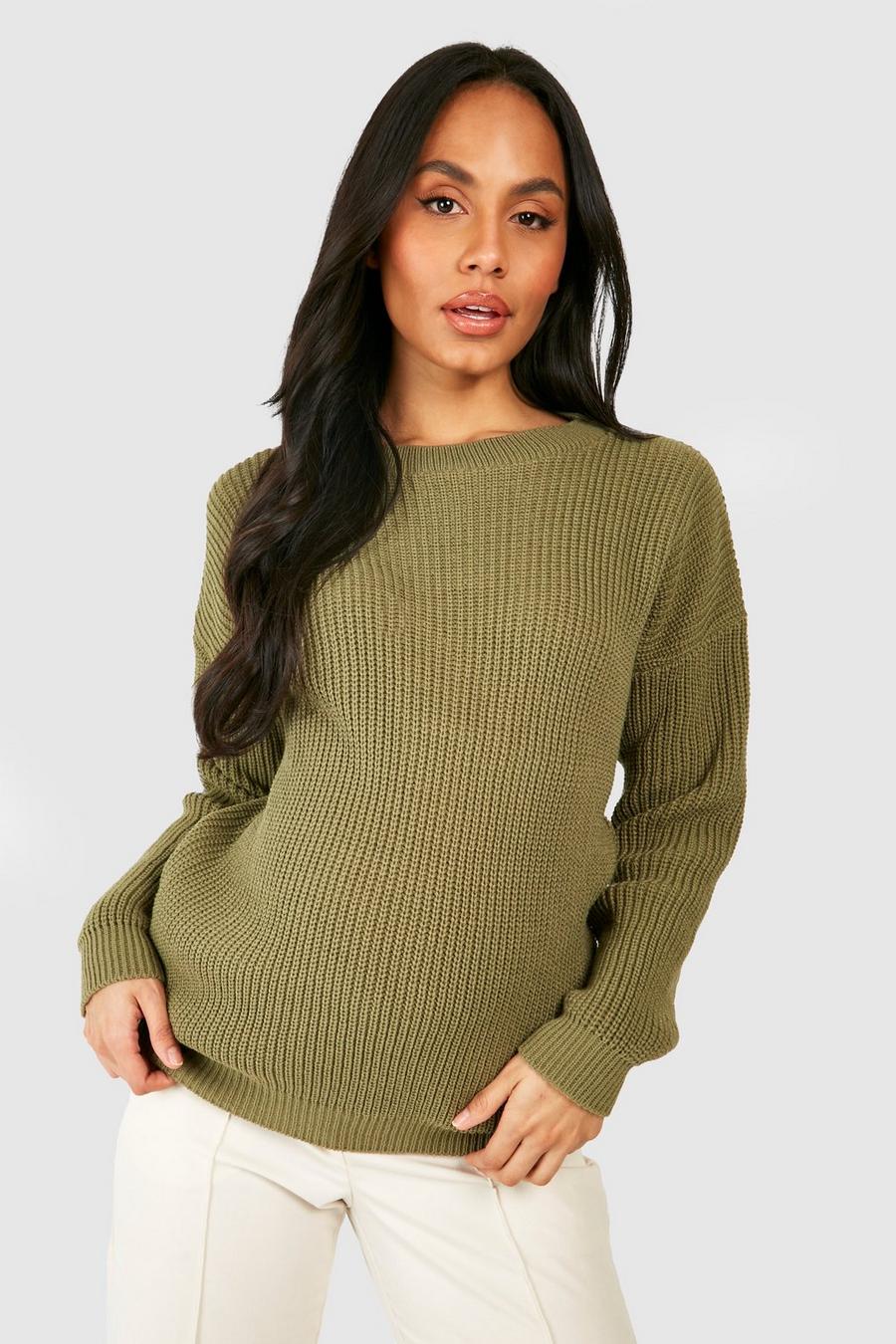 Olive green Maternity Crew Neck Sweater
