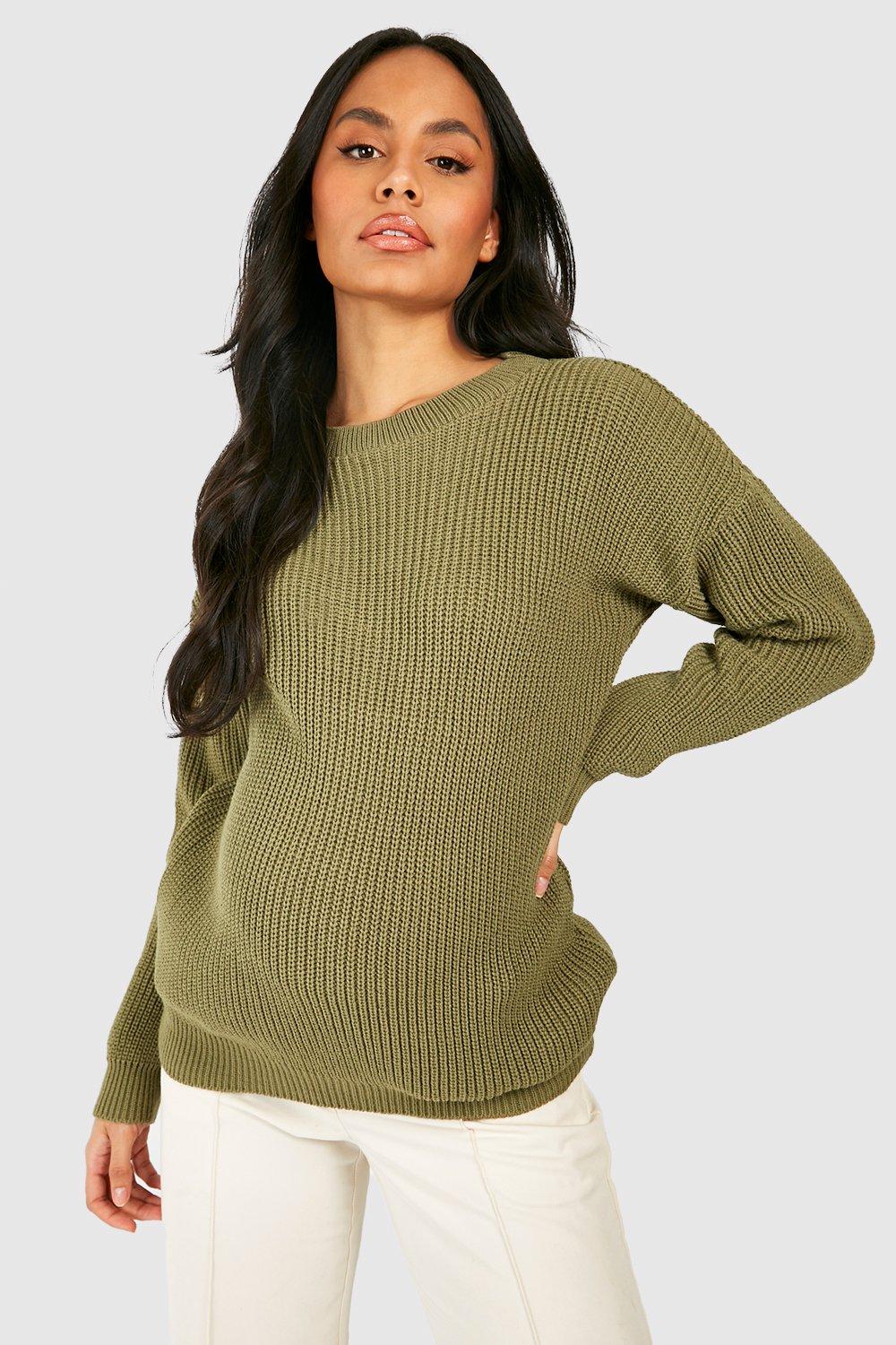 Olive green crew neck best sale sweater women's