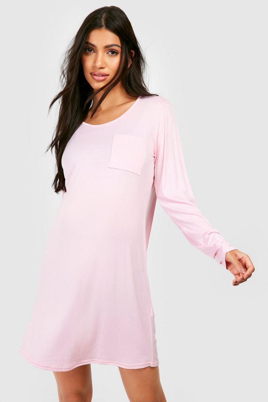 Pink Maternity Basic Long Sleeve Nightgown image number 1