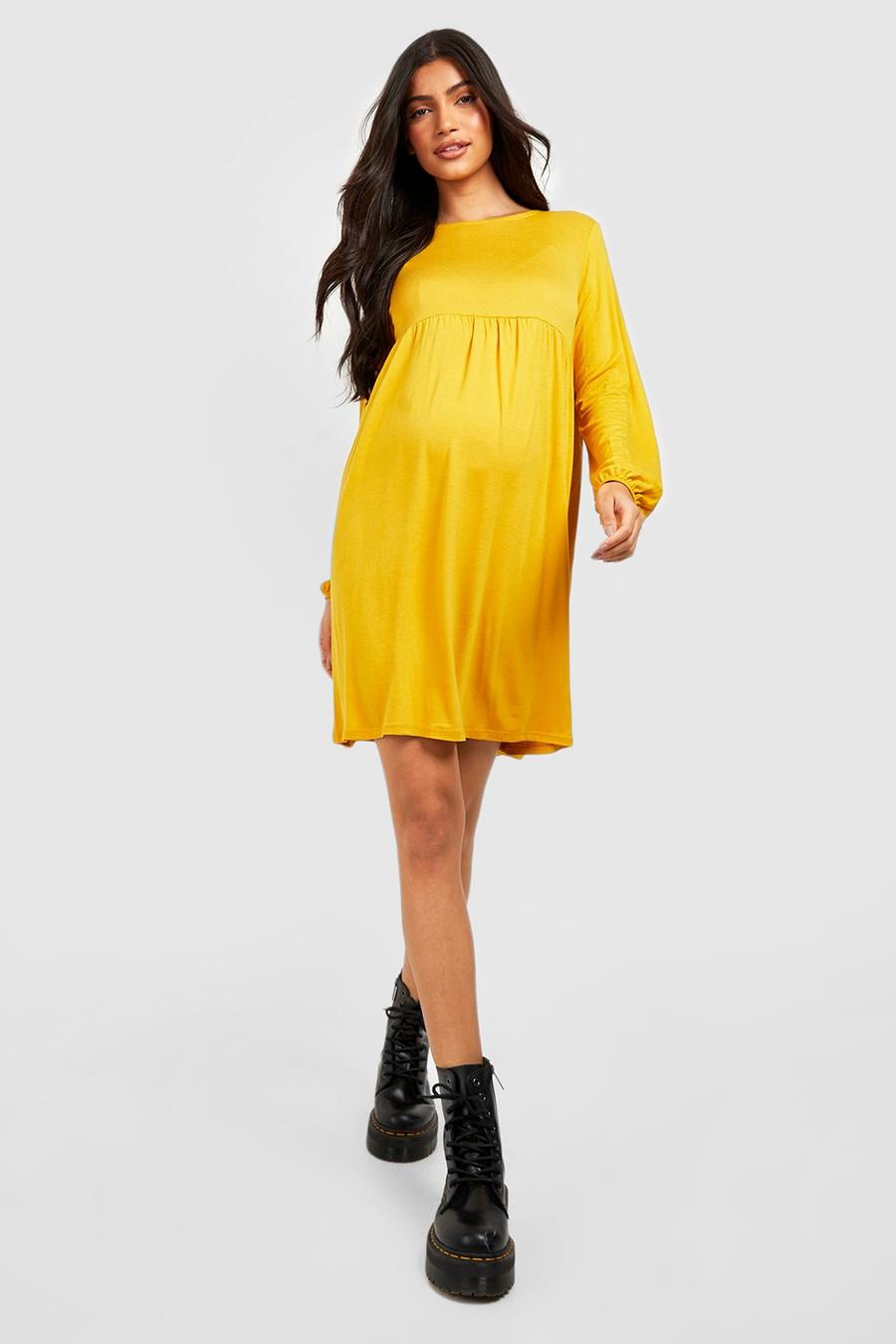Mustard Maternity Smock Dress image number 1