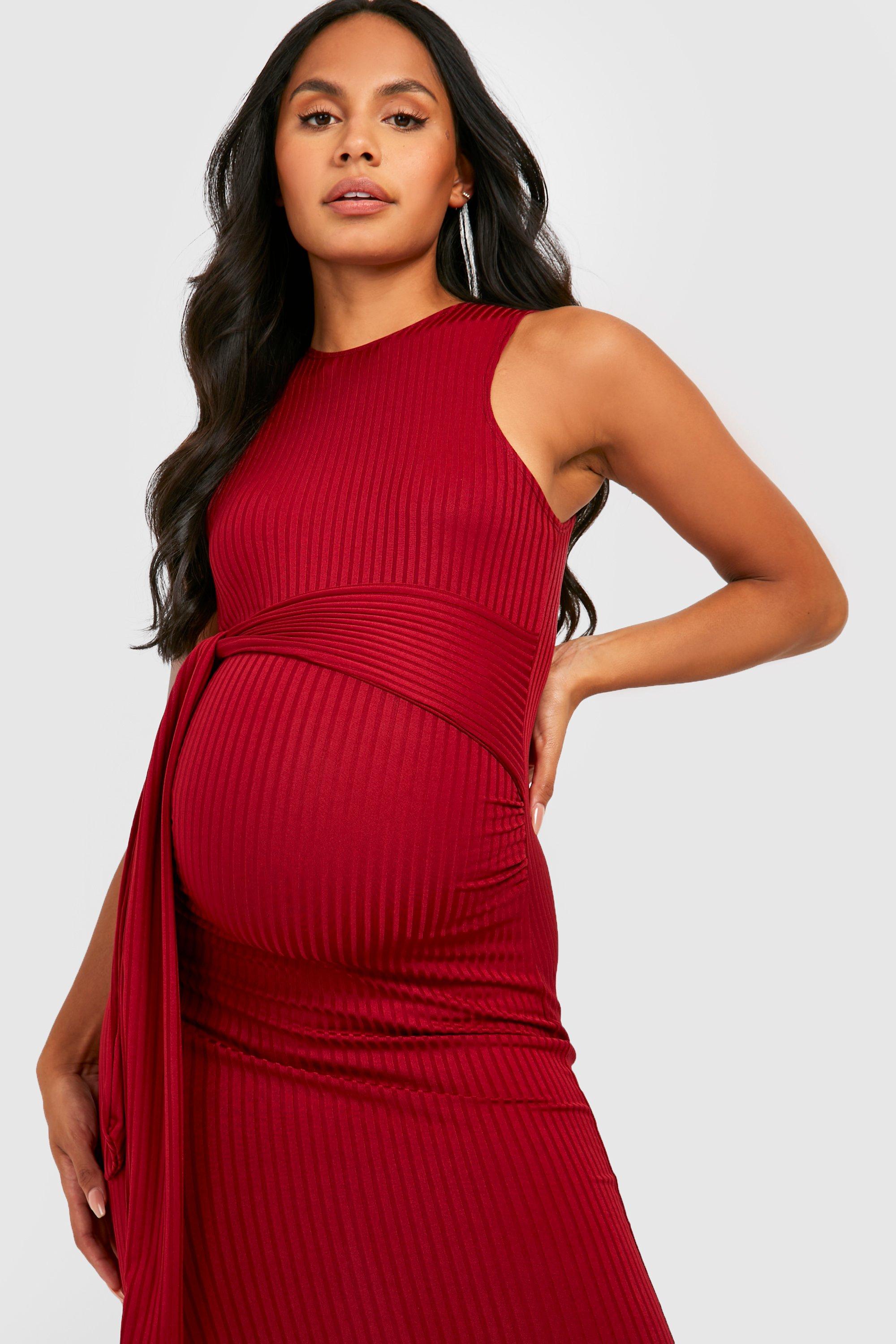 Boohoo red best sale maternity dress