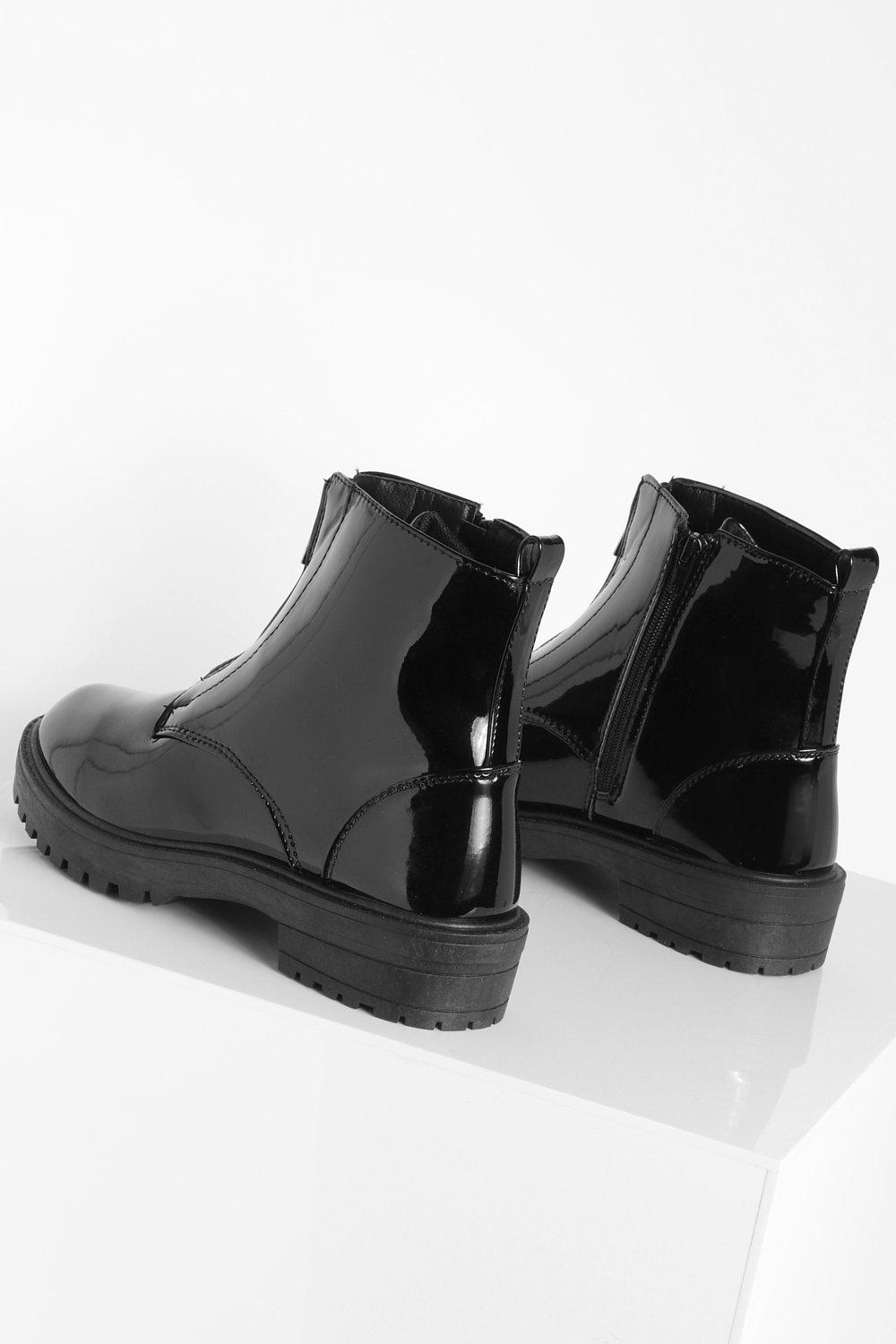 Flat zip up ankle hot sale boots