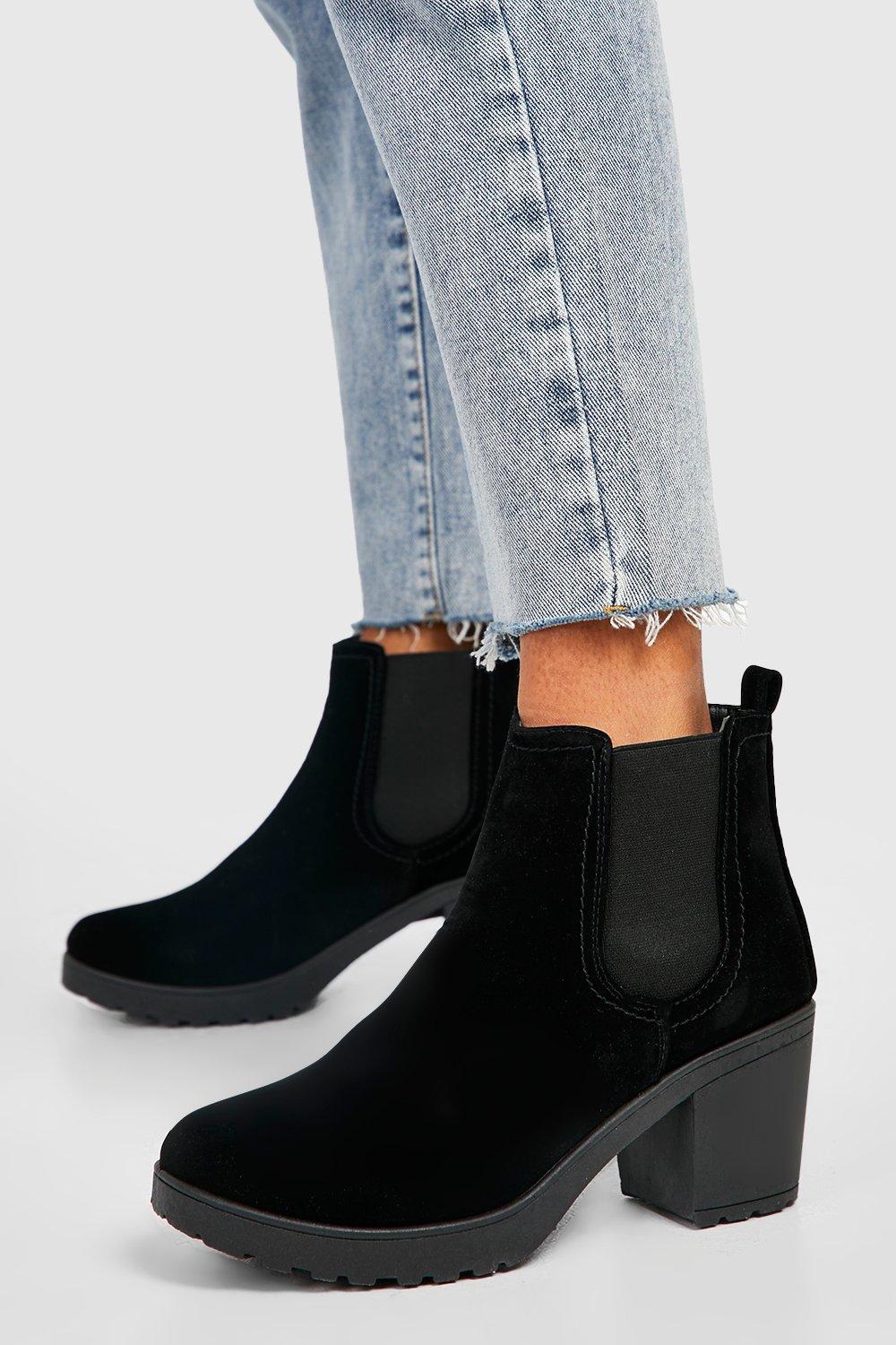 Boohoo chunky clearance heel chelsea boot