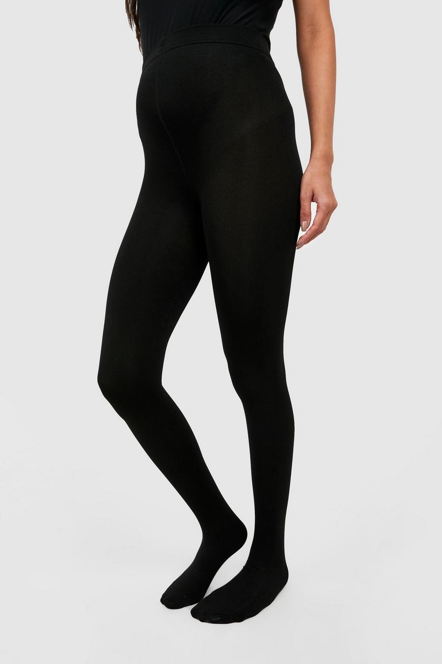 Black Maternity Thermal Fleece Tights image number 1