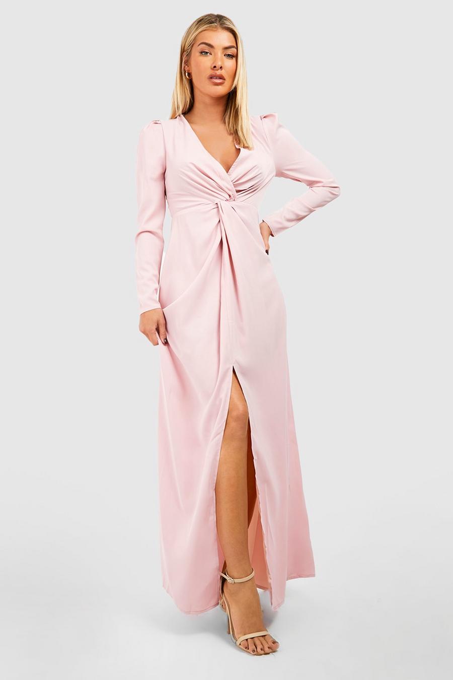 Blush pink Twist Front Detail Bridesmaid Dress