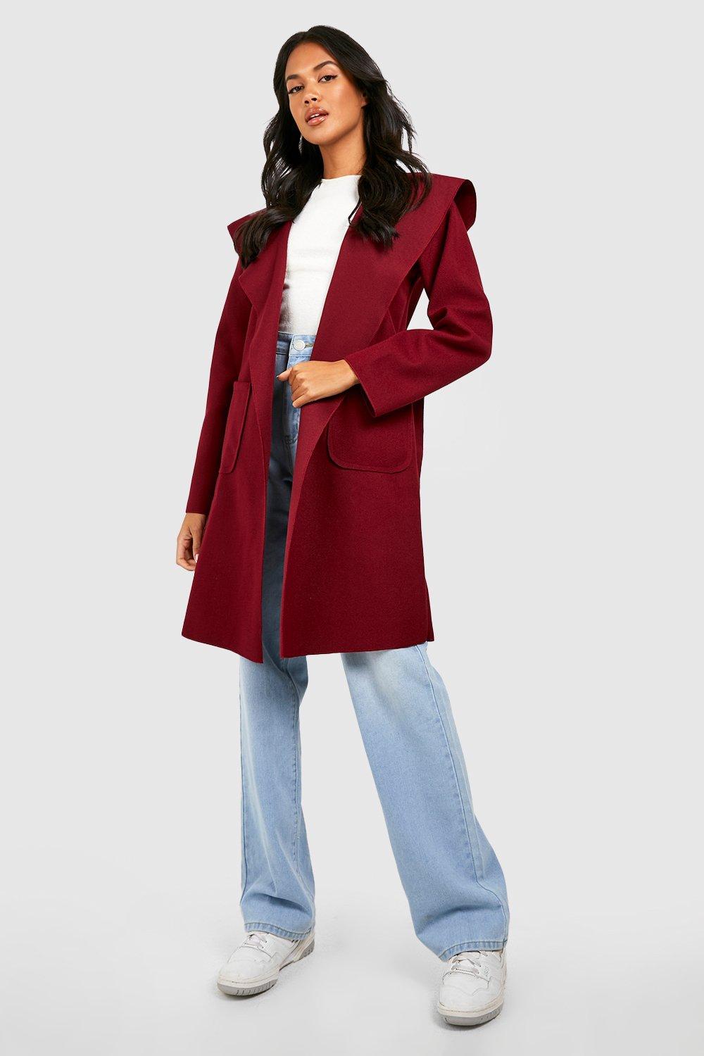 Burgundy store hooded coat