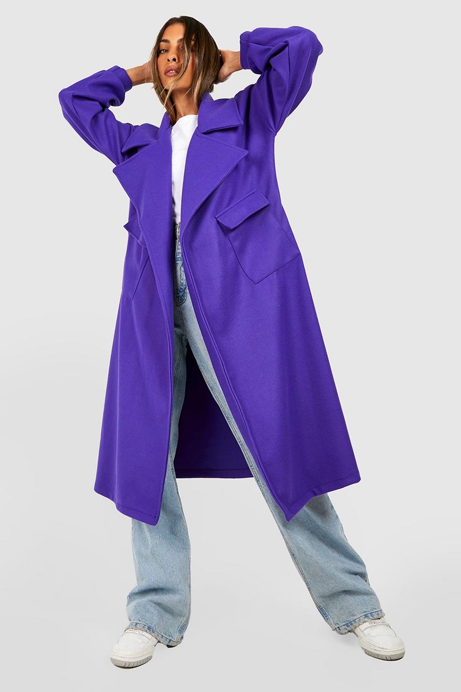 Abrigo maxi súper oversize efecto lana, Jewel purple image number 1