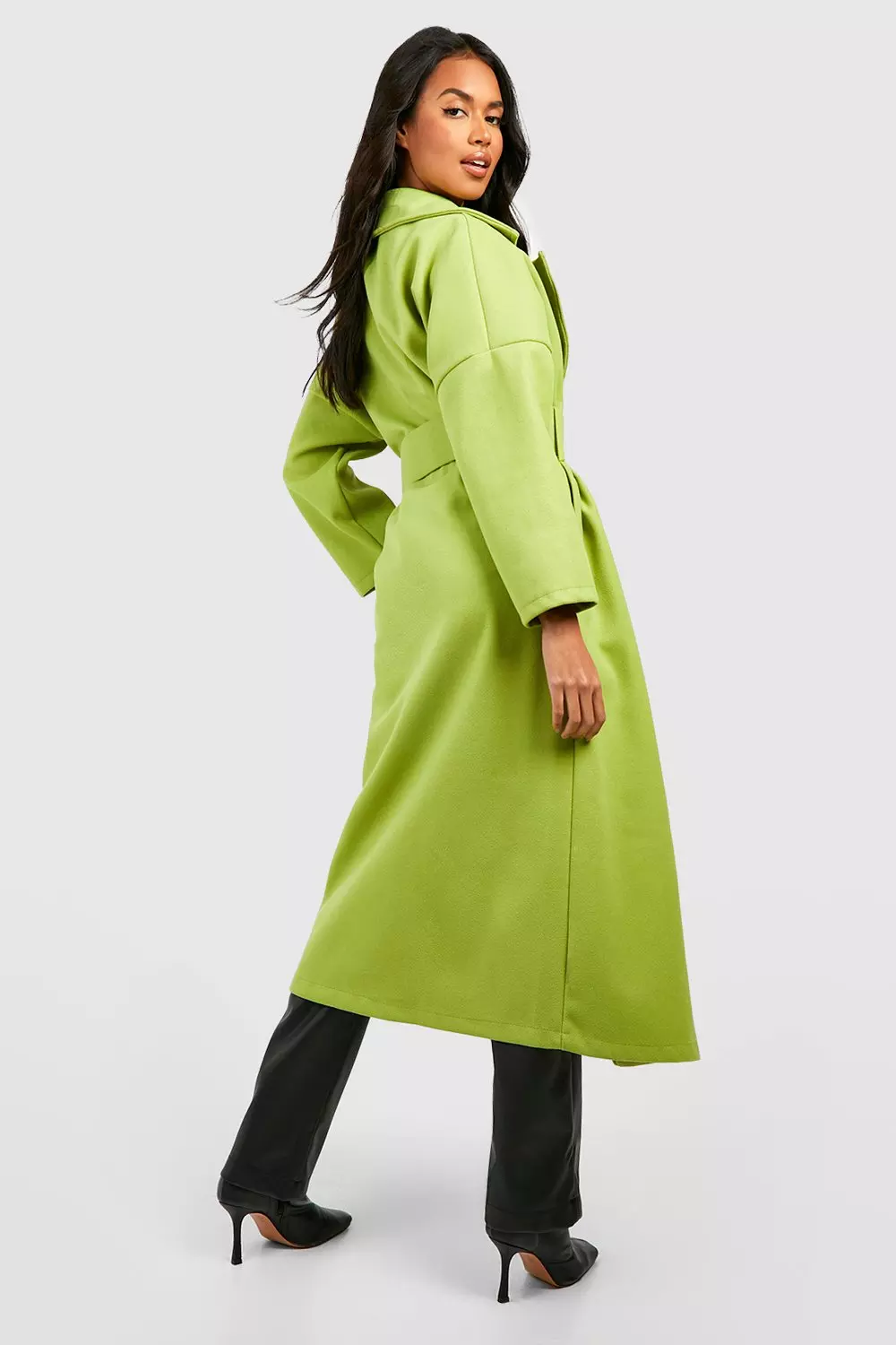 Petite Premium Faux Leather Trench Coat