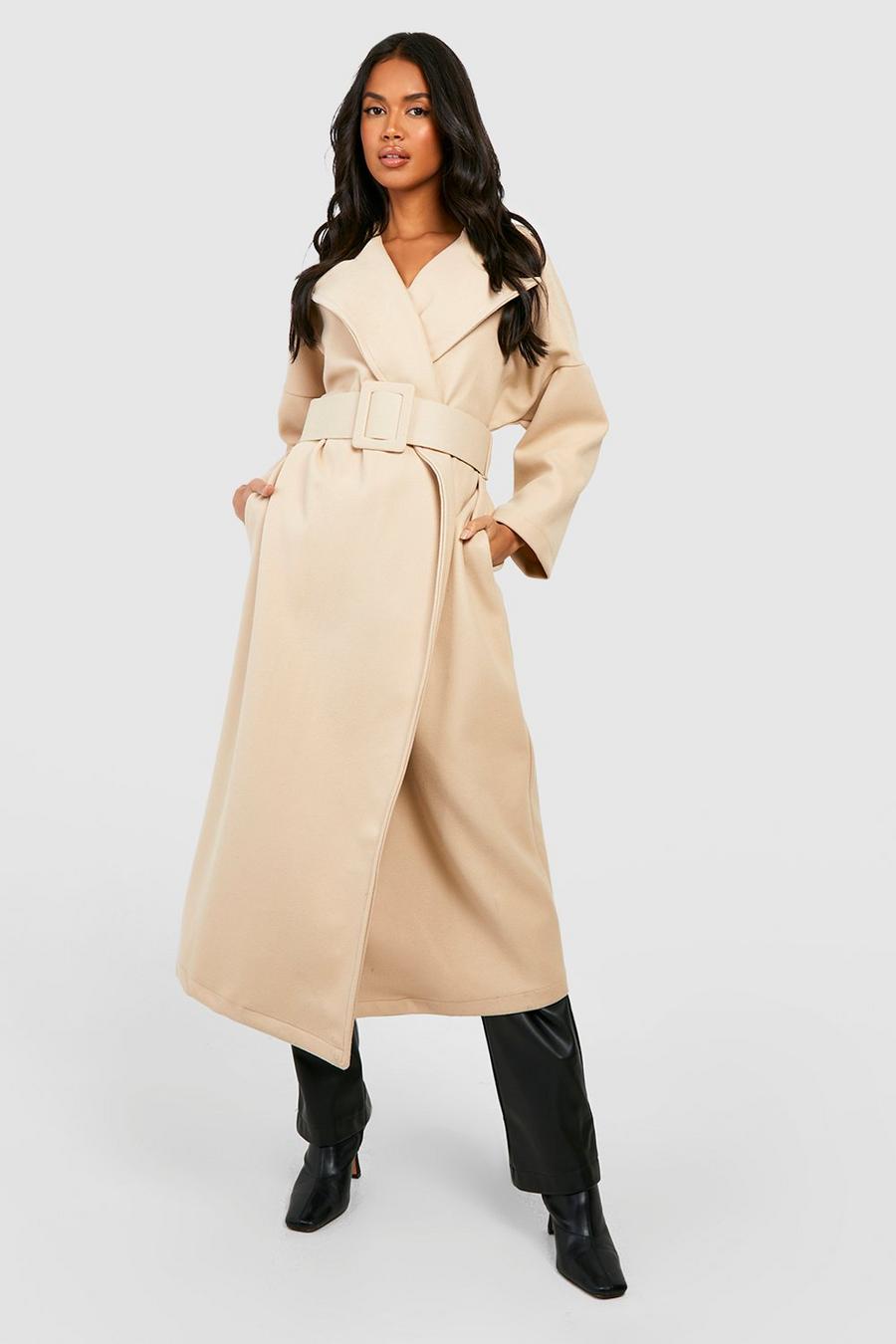 Stone Wool Look Oversized Belted Coat image number 1