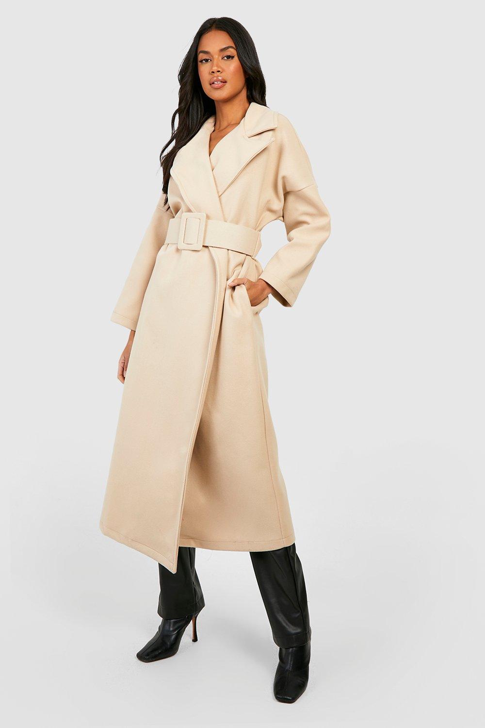 wool look wrap coat