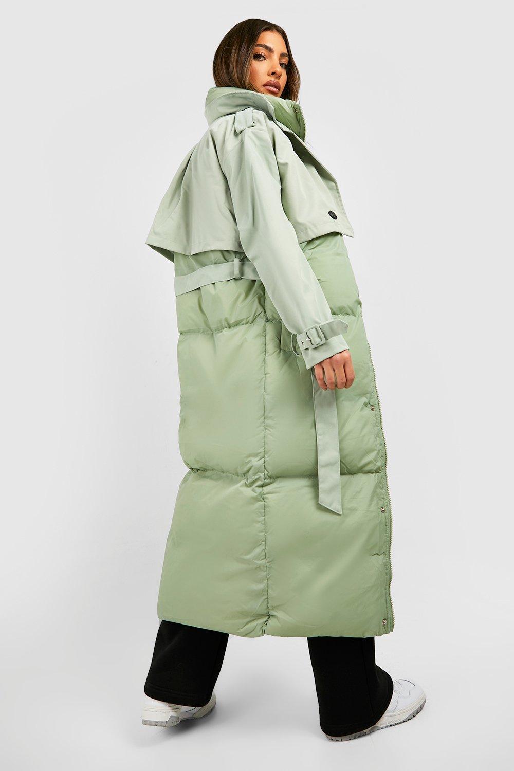 Puffer Detail Trench Coat | boohoo
