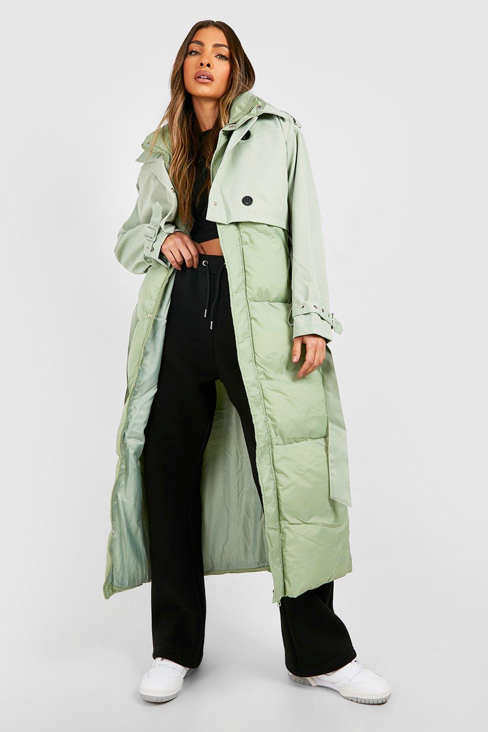 Puffer Detail Trench Coat | boohoo