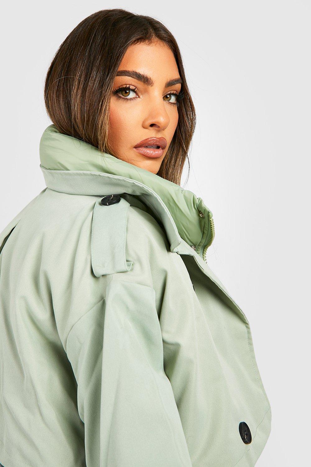Puffer Detail Trench Coat | boohoo