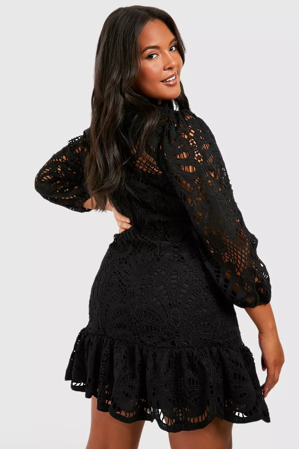 Premium Photo  Model wears a black lace dress with a black lace top and  black skirt.
