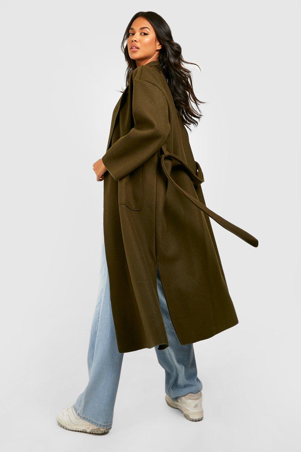 Ladies khaki shop wool coat