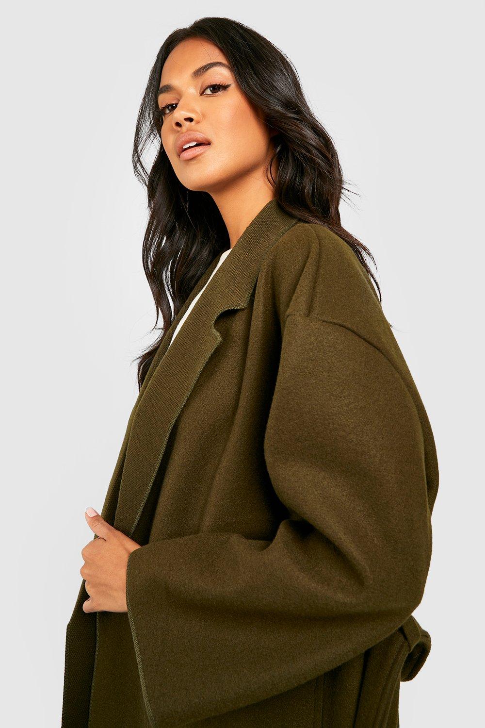 Khaki hot sale oversized coat