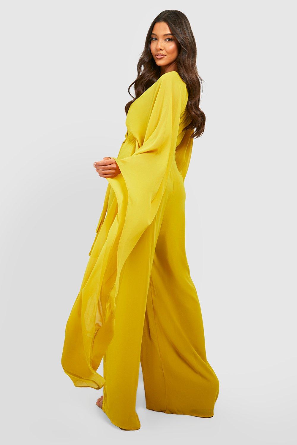 Yellow best sale chiffon jumpsuit