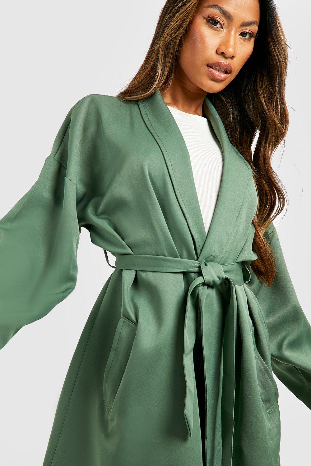 Women's Belted Shawl Collar Trench Coat | Boohoo UK