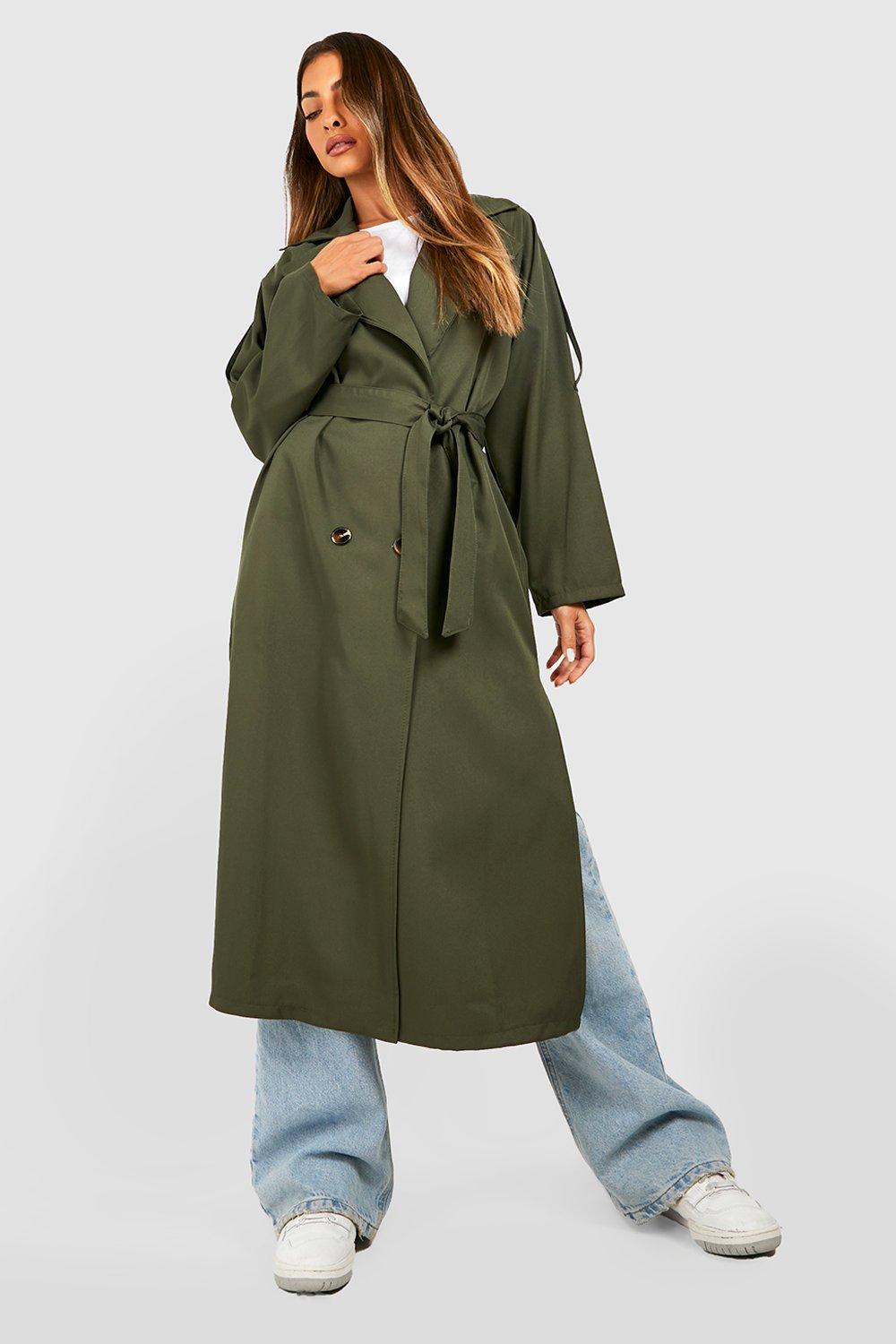 Side Split Detail Woven Trench Coat