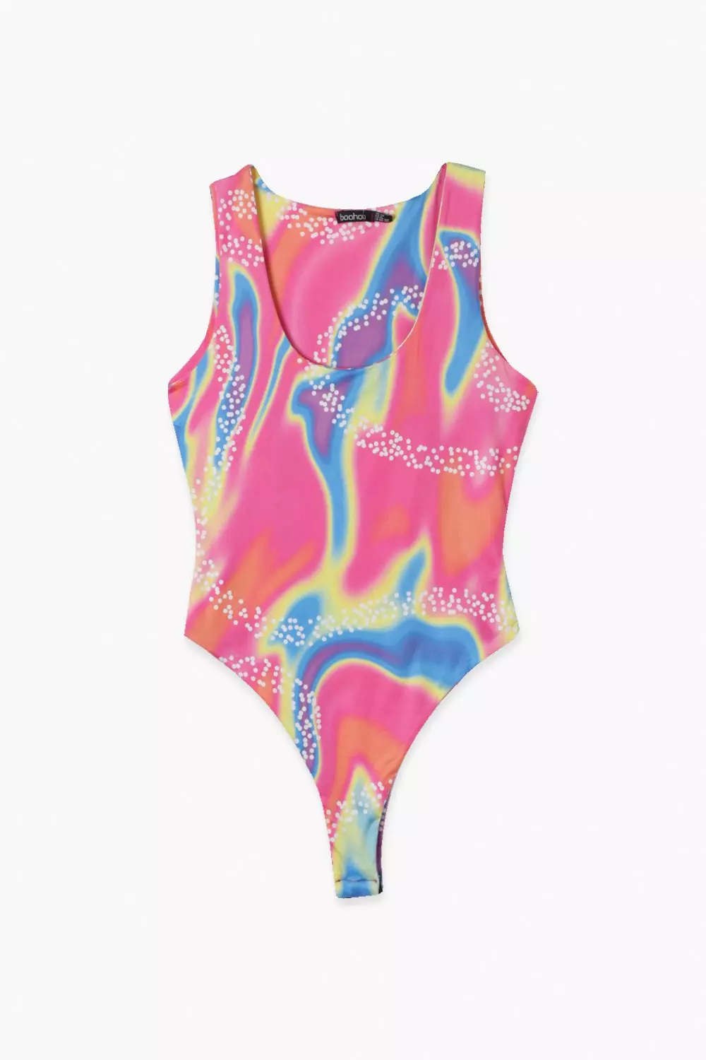 Pink Halloween Malibu Doll Abstract Printed Double Layer Slinky Bodysuit alternative image