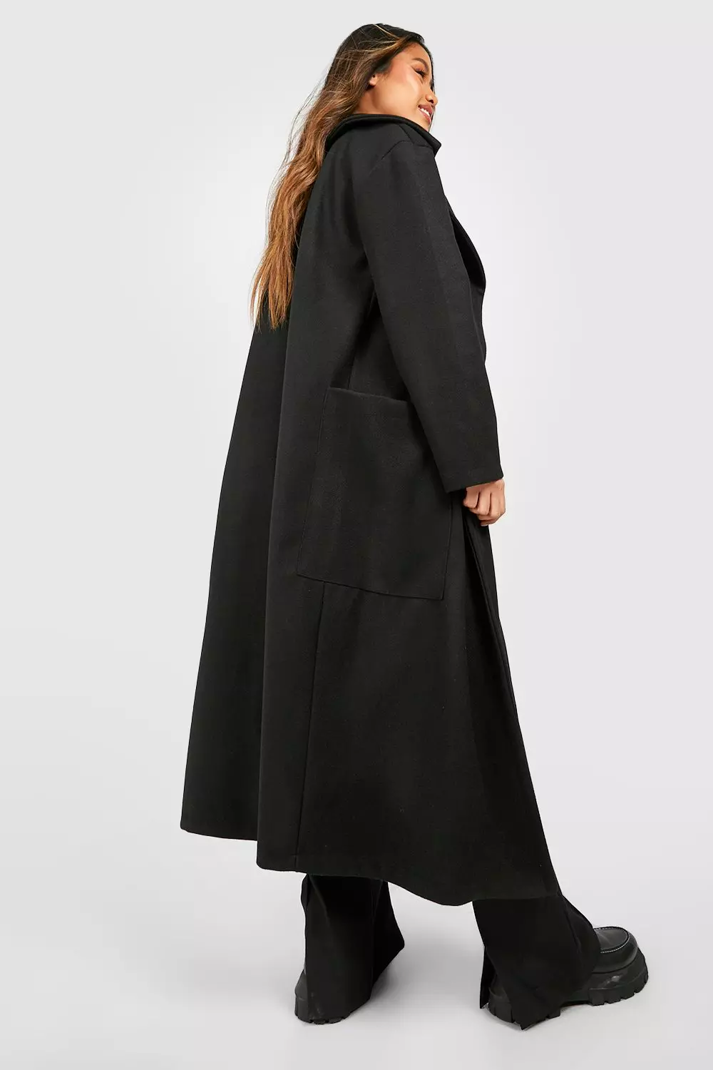 Black Maxi Wool Look Coat alternative image