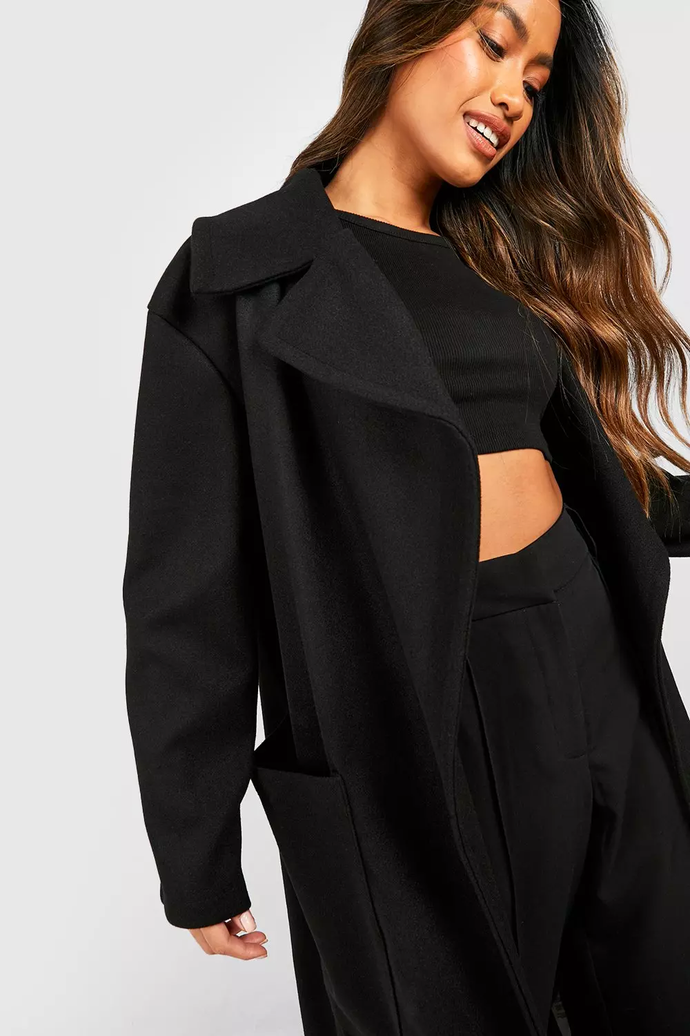 Black Maxi Wool Look Coat alternative image