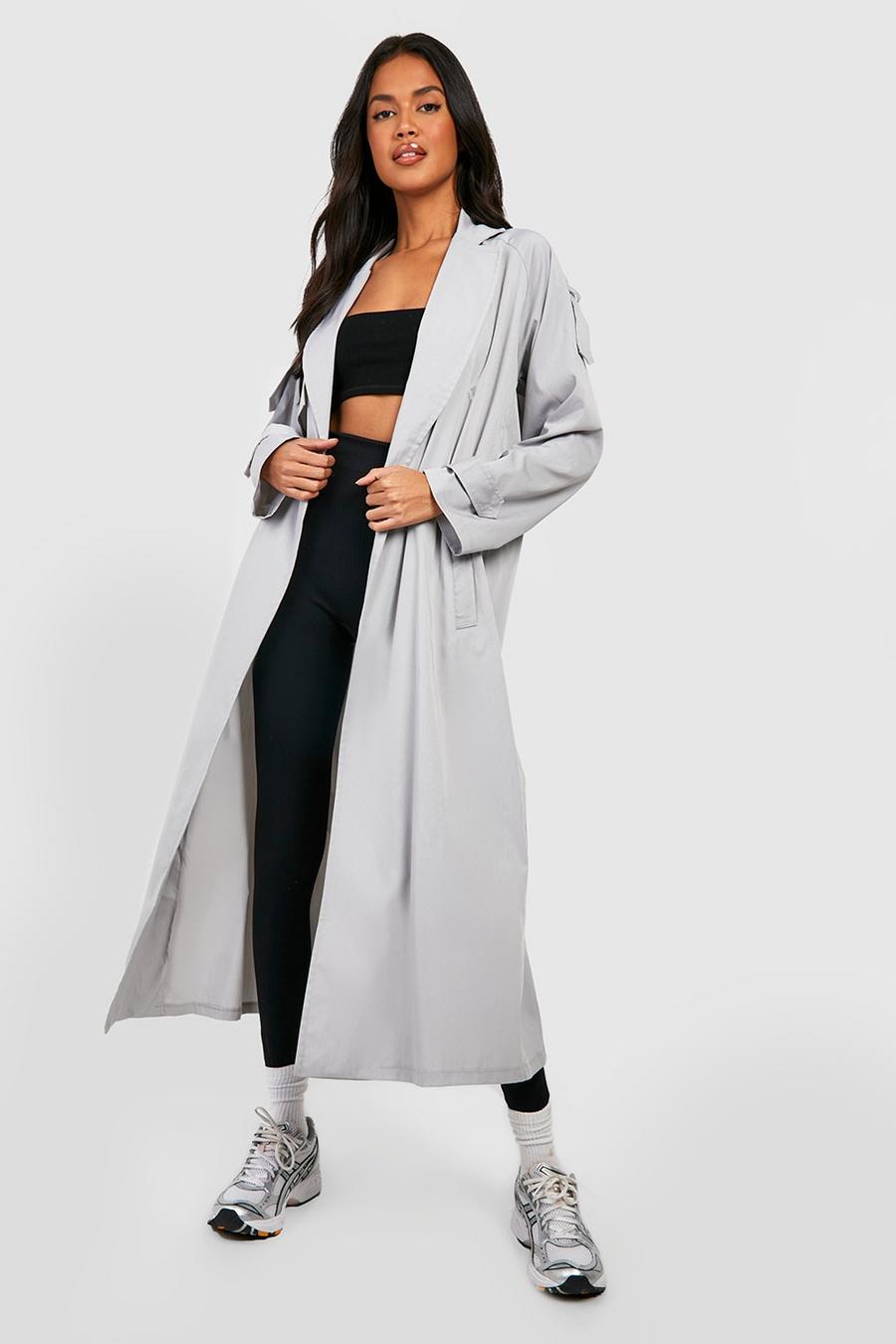 Grey Longline Trench Coat image number 1
