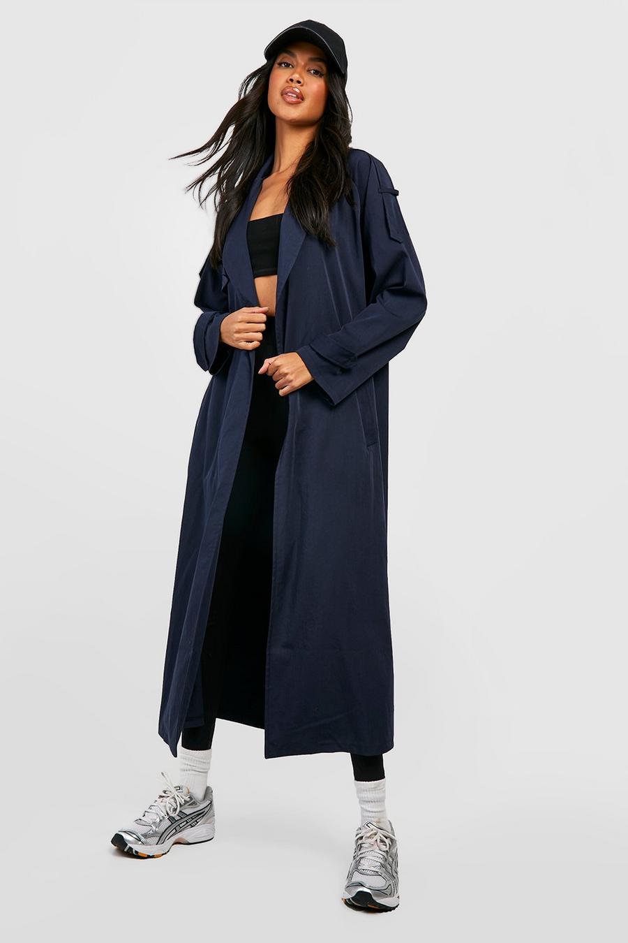 Navy Longline Trench Coat image number 1
