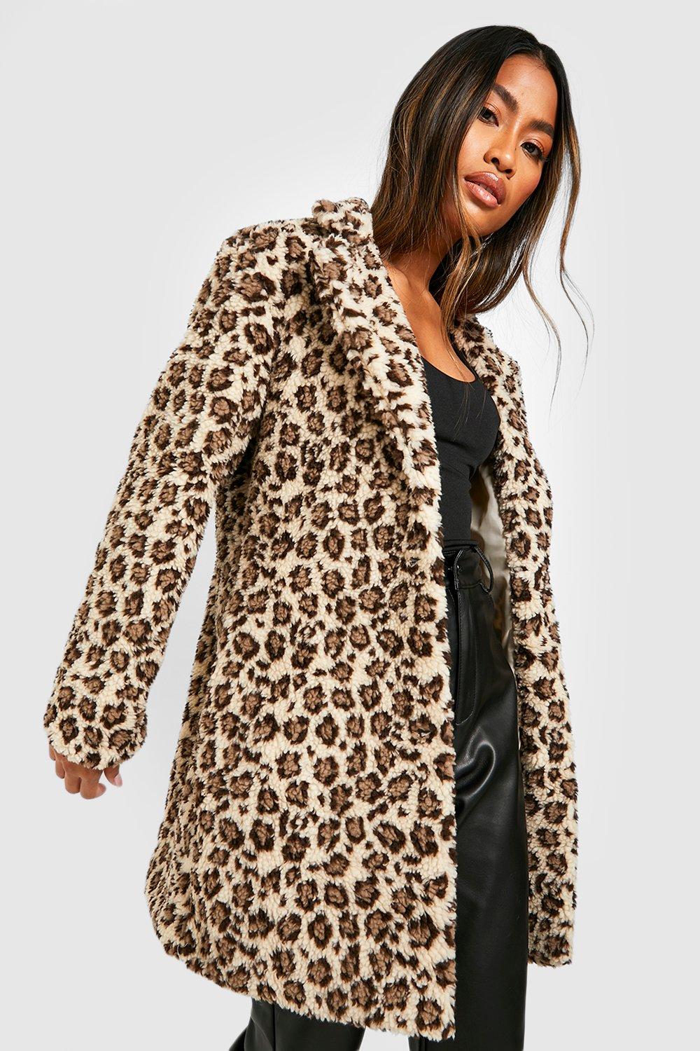 Women's Leopard Teddy Faux Fur Coat | Boohoo UK