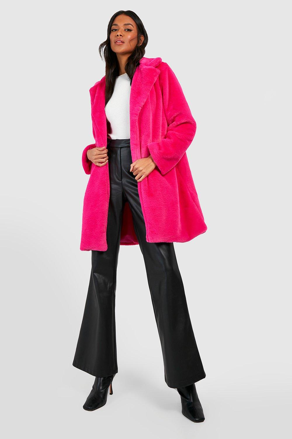 Hot Pink Faux Fur Coat