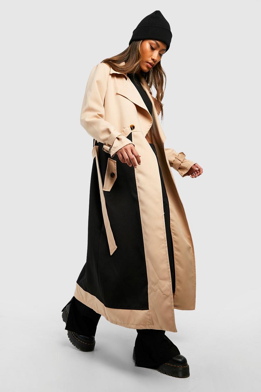Stone Contrast Panel Trench Coat image number 1