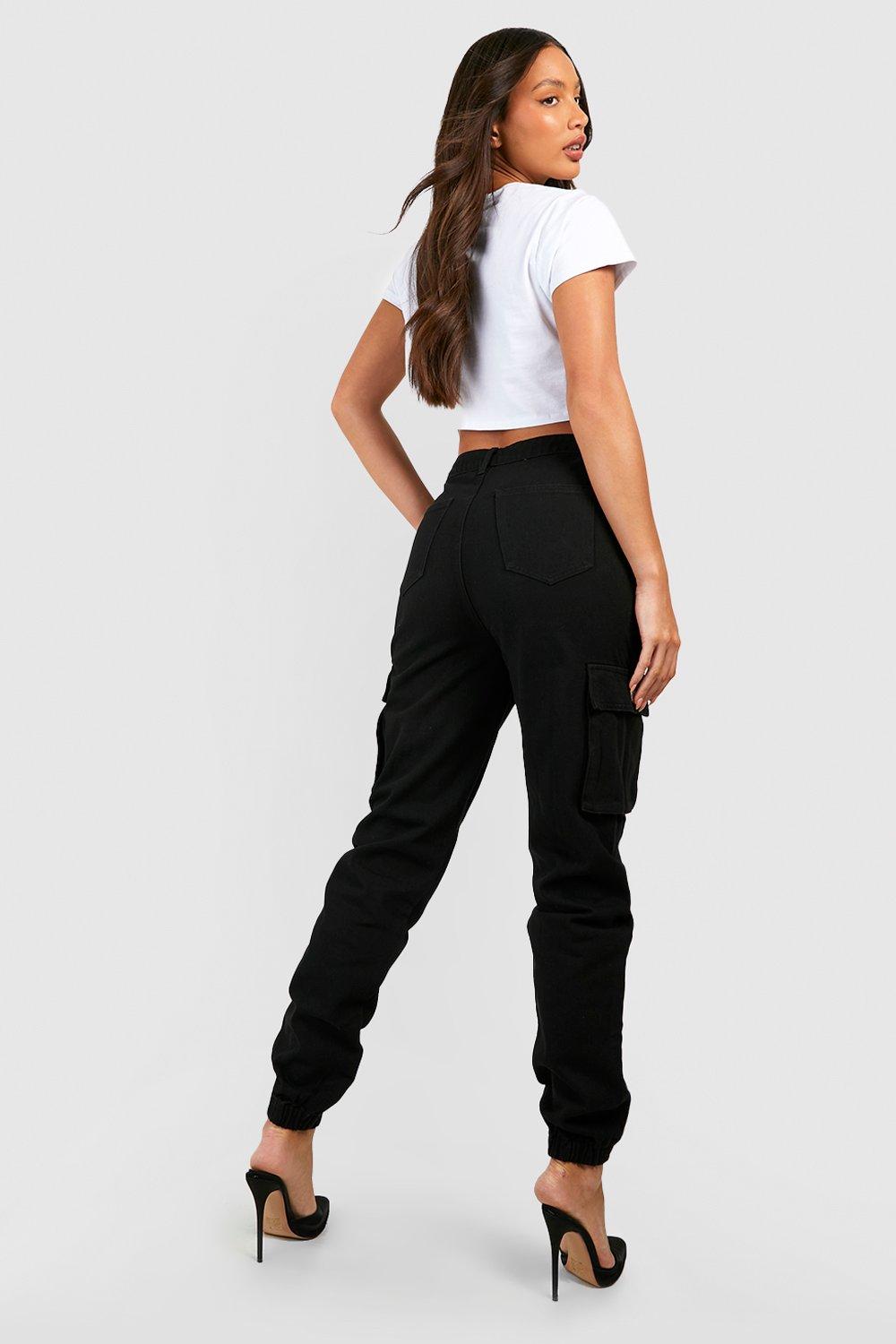 Tall High Waisted Denim Cargo Joggers