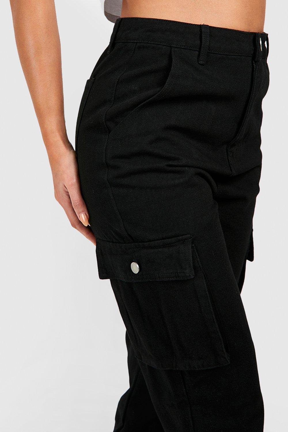 Tall High Waisted Denim Cargo Joggers