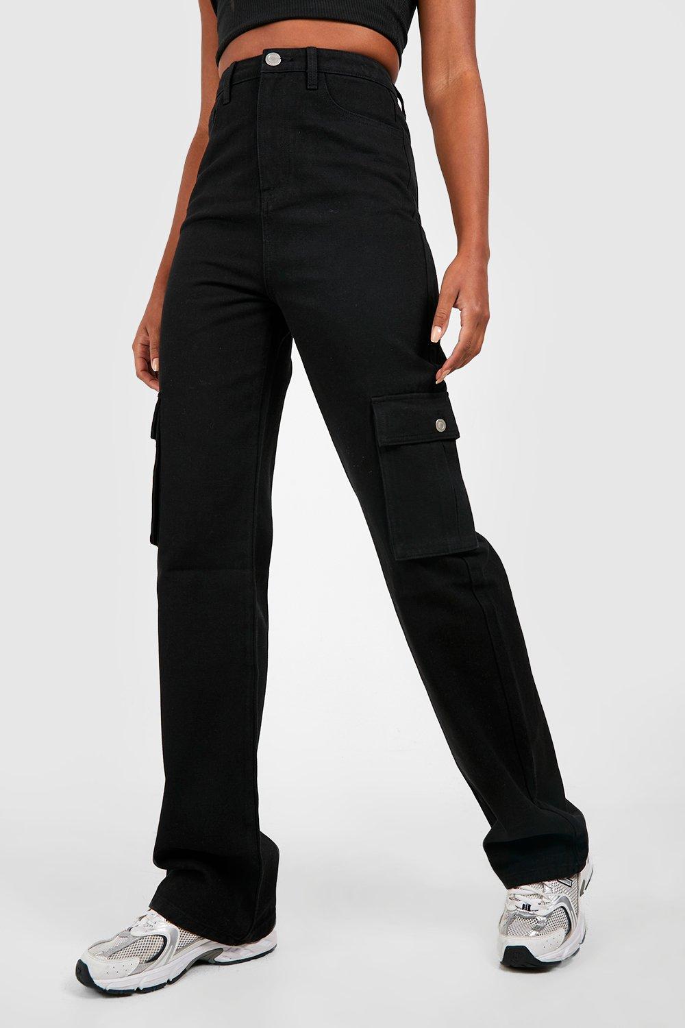 Tall High Waisted Straight Fit Cargo Jeans