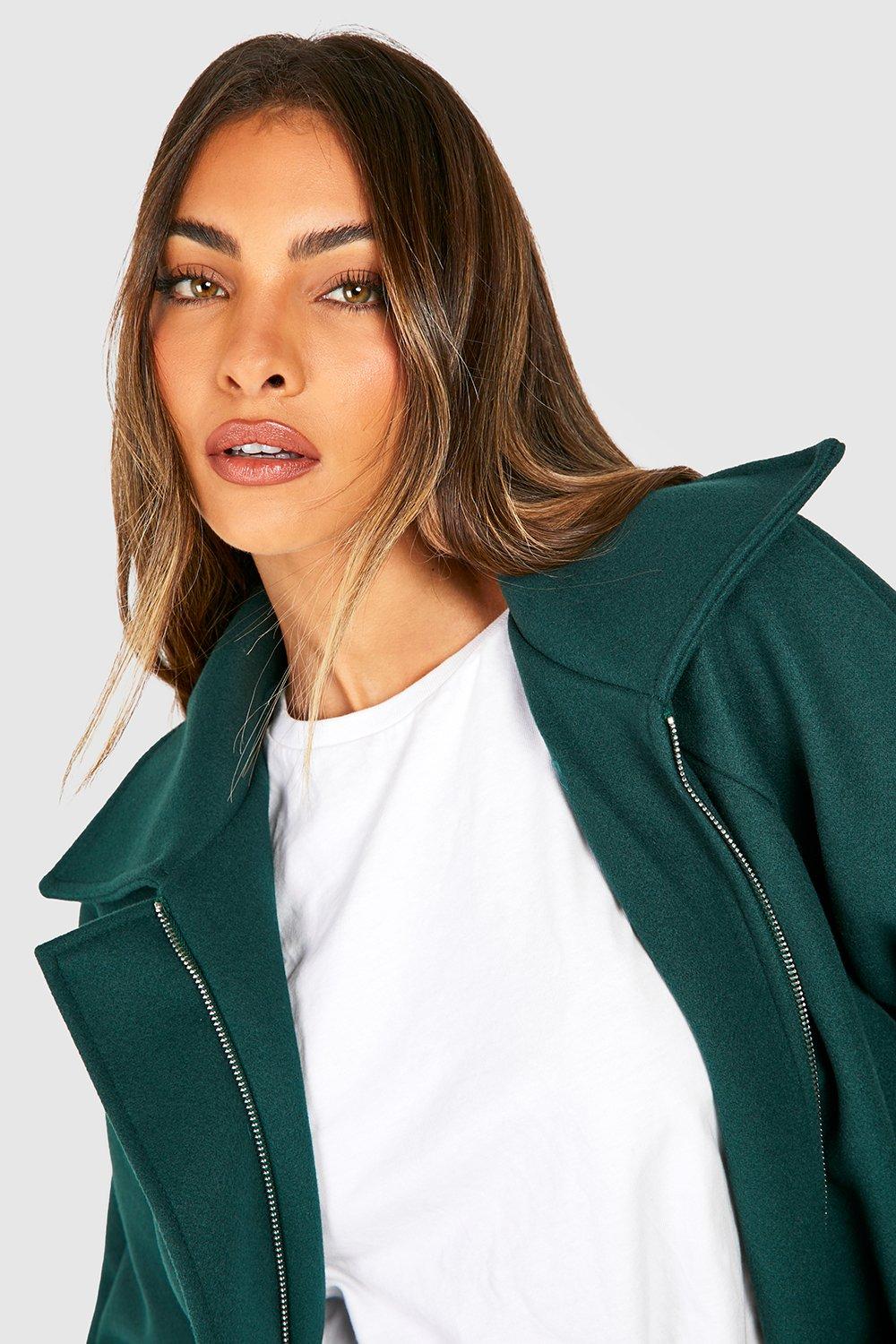 Boohoo zip detail on sale coat