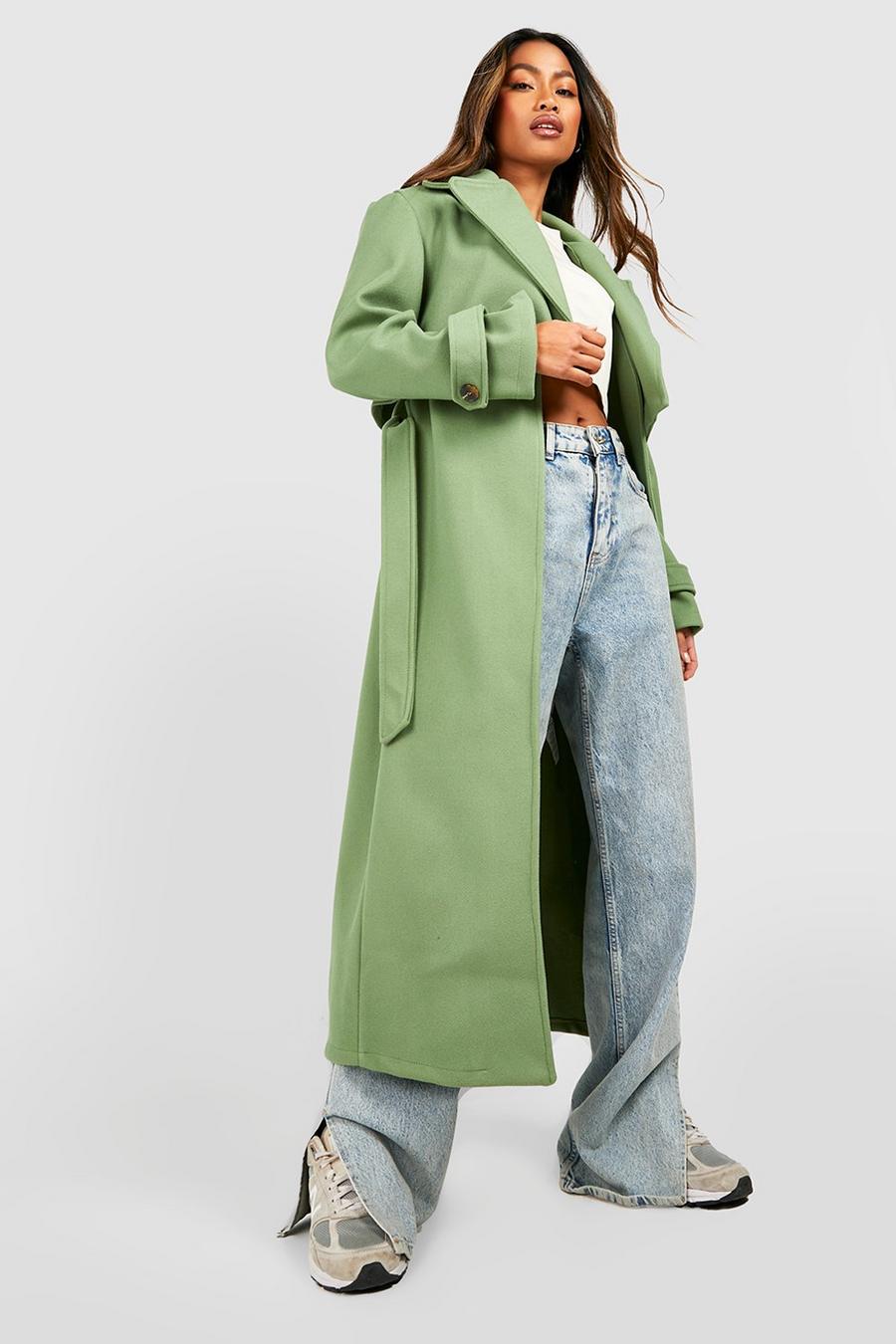 Sage Wool Look Oversized Trench Coat  image number 1
