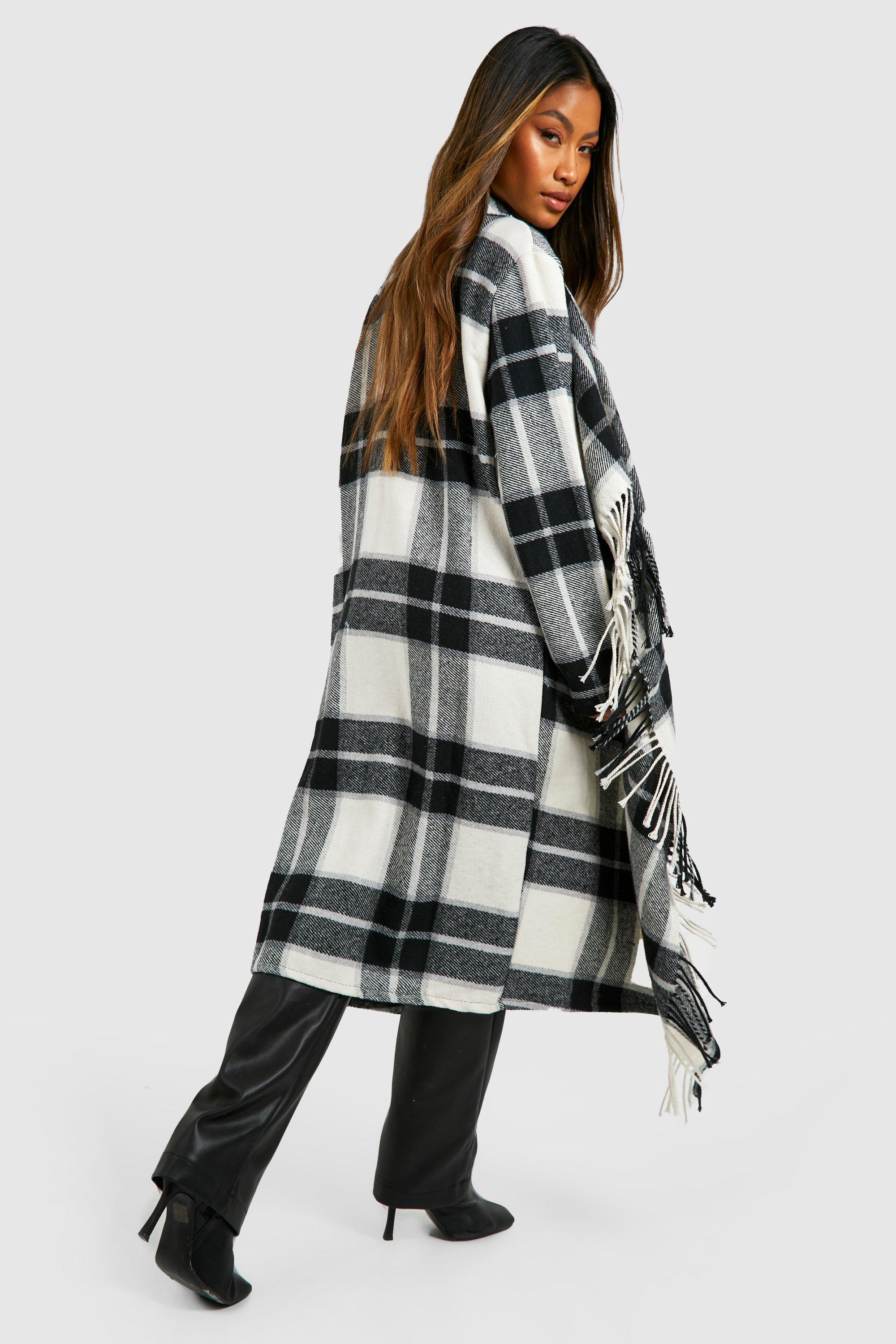 Boohoo hot sale checked coat