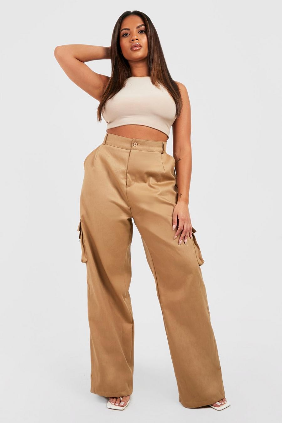 Stone Plus Wide Leg Pocket Cargo Trousers  image number 1