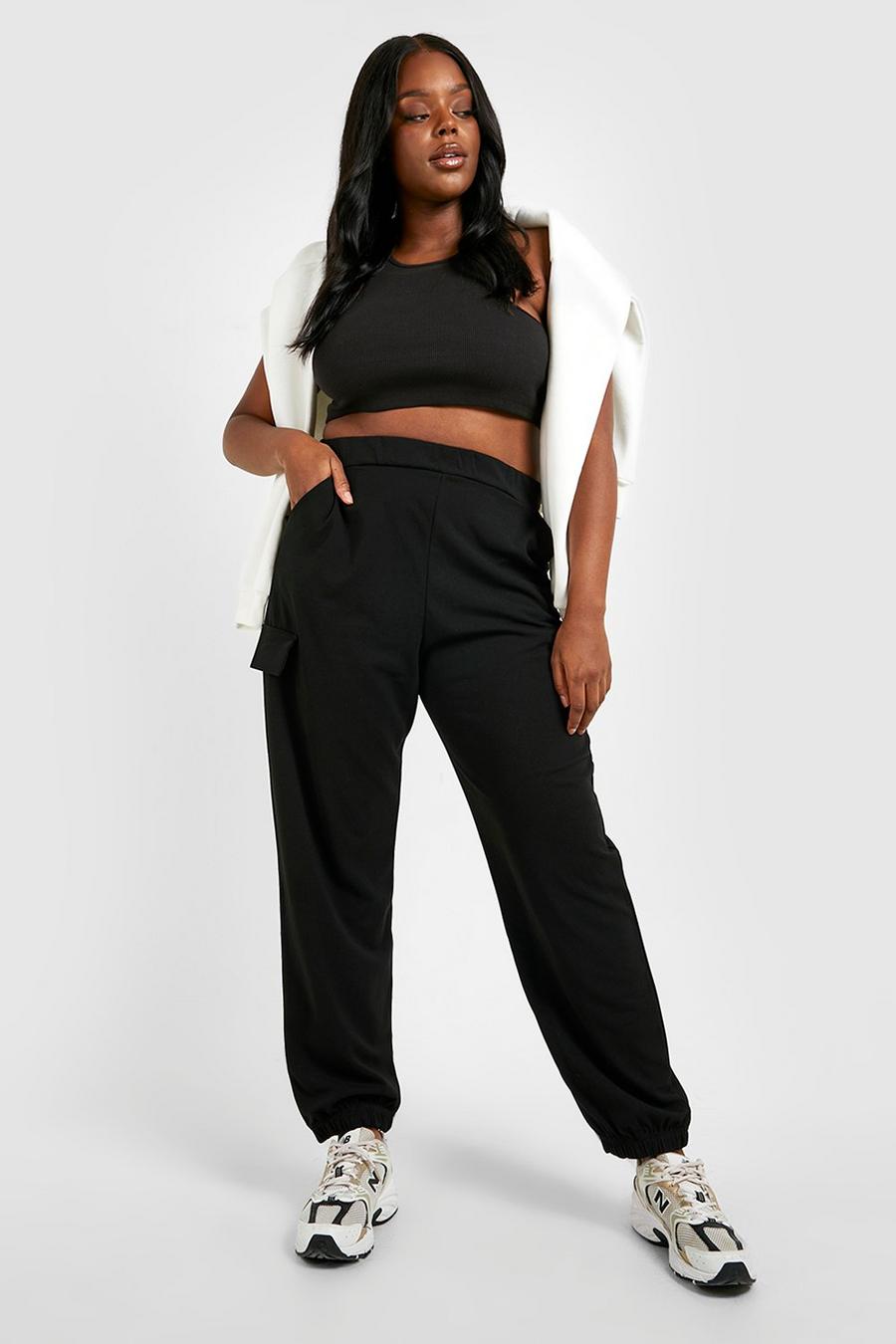 Black Plus Tapered Cargo Pants image number 1