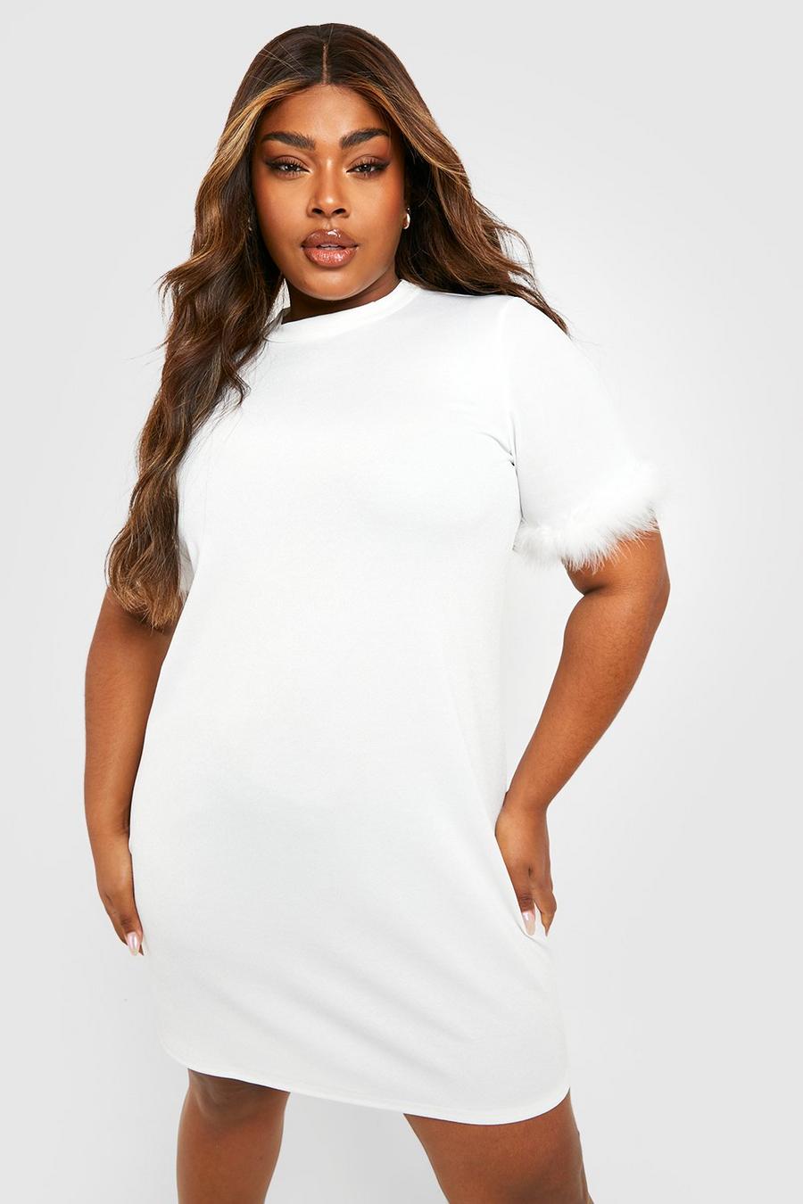 Grande taille - Robe à plumes, White image number 1