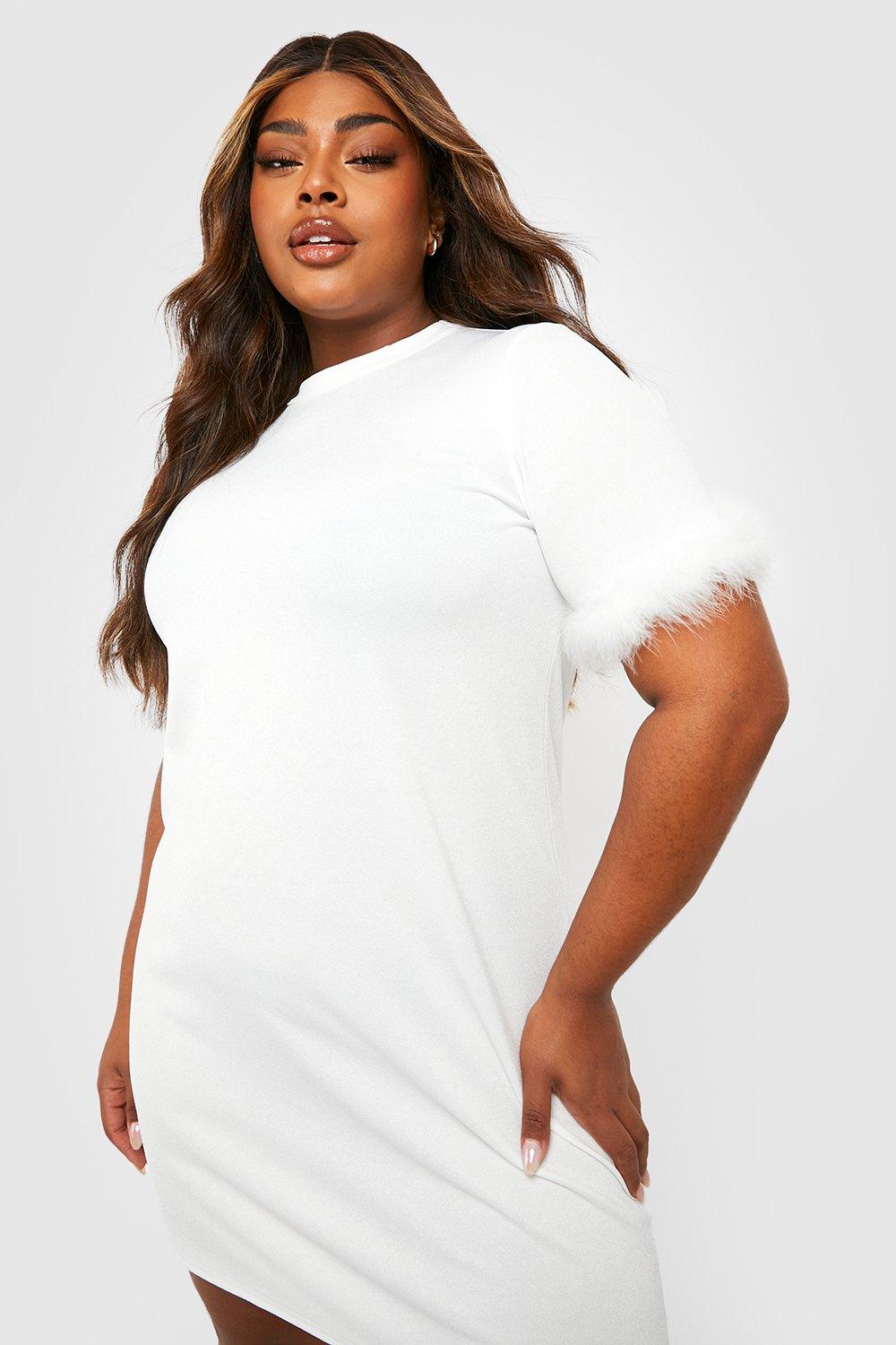 Boohoo white plus size sales dress