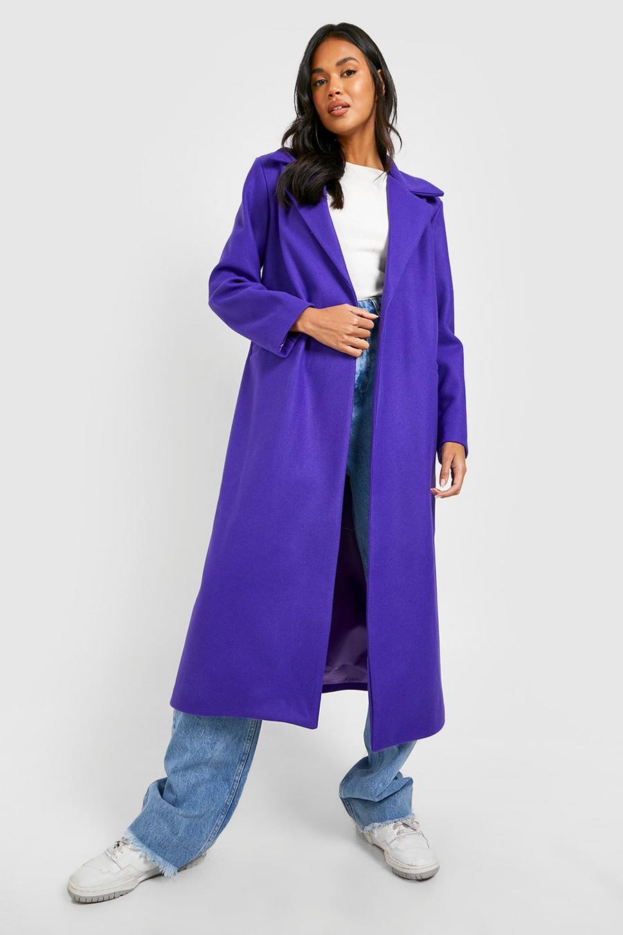 Purple Wool Look Oversized Maxi Coat image number 1