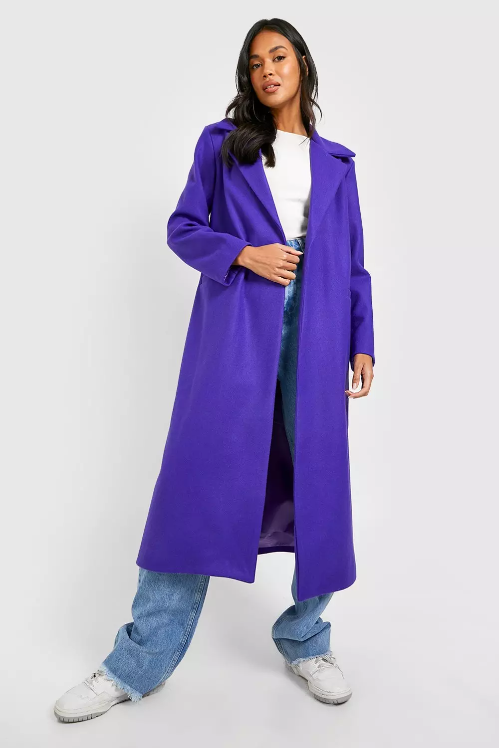 Purple Wool Look Oversized Maxi Coat alternative image