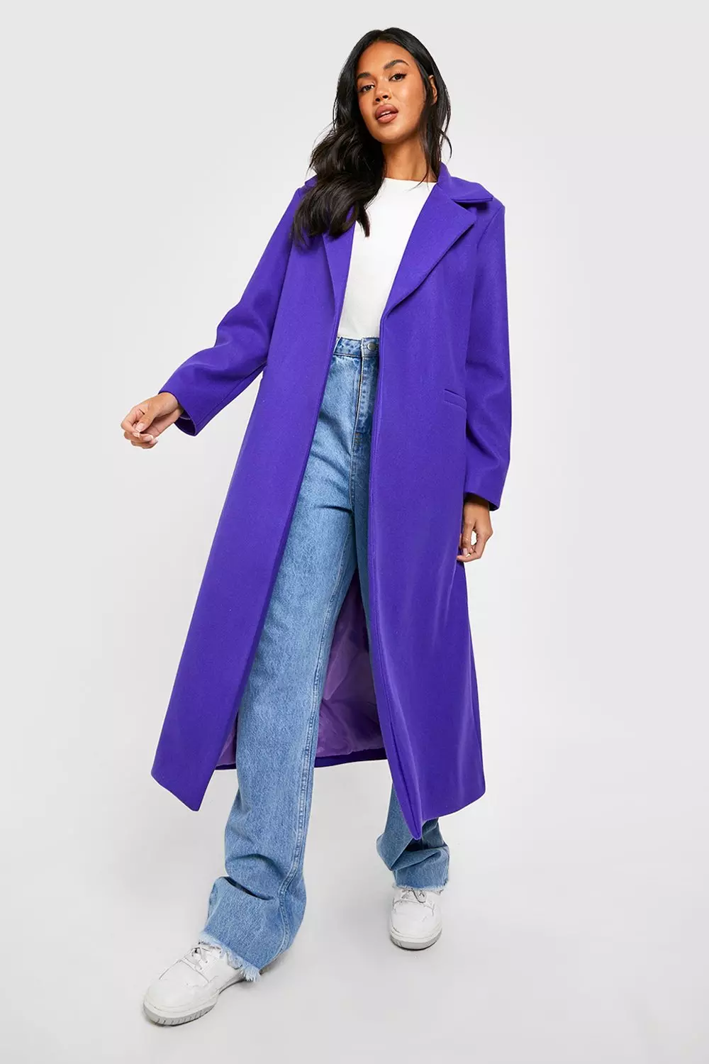 Purple Wool Look Oversized Maxi Coat alternative image
