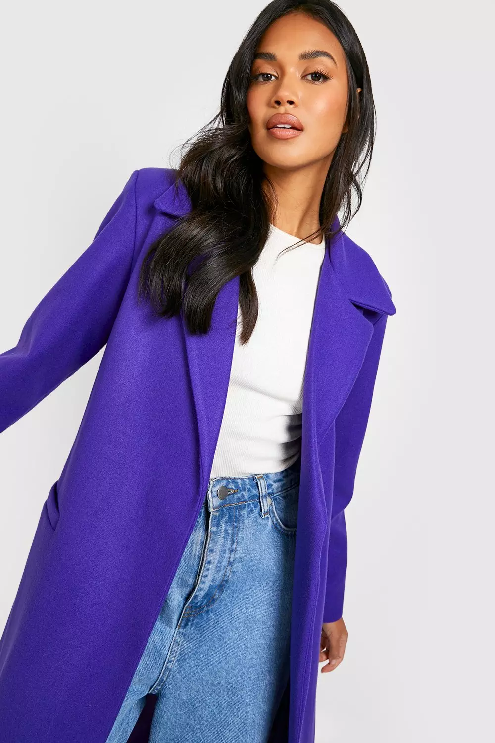 Purple Wool Look Oversized Maxi Coat alternative image