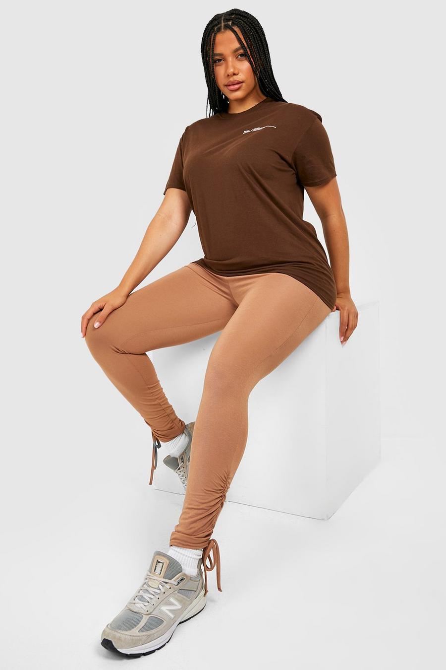 Camel beis Plus Jersey High Waist Ruched Detail Legging image number 1