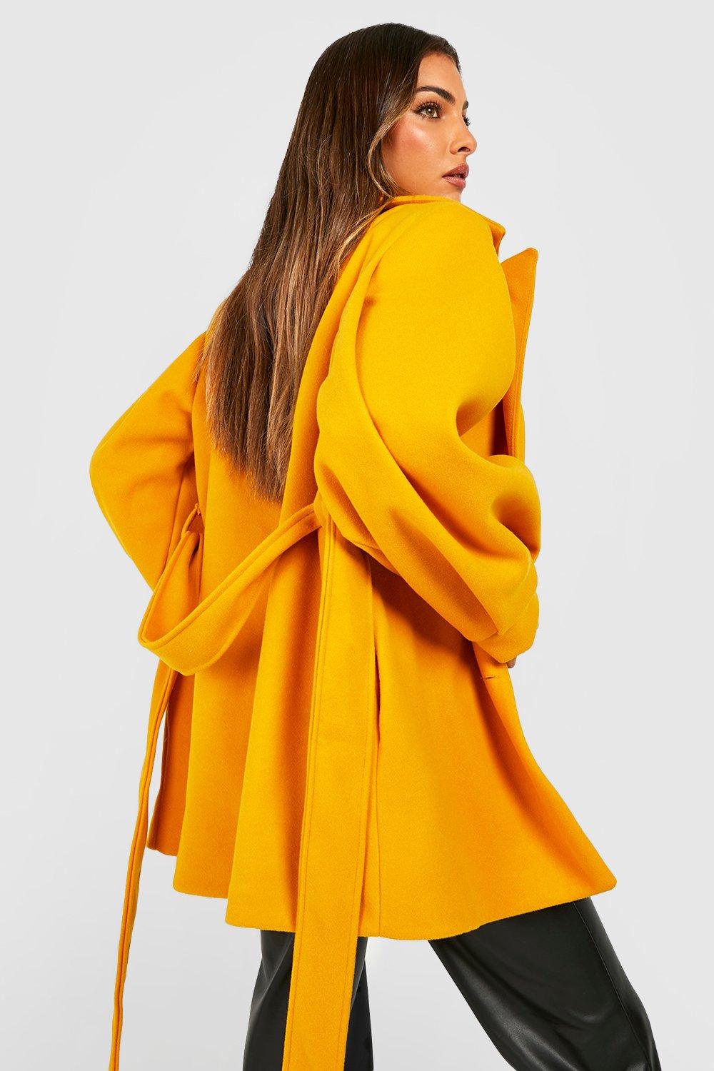 Oversized Sleeve Belted Coat boohoo IL