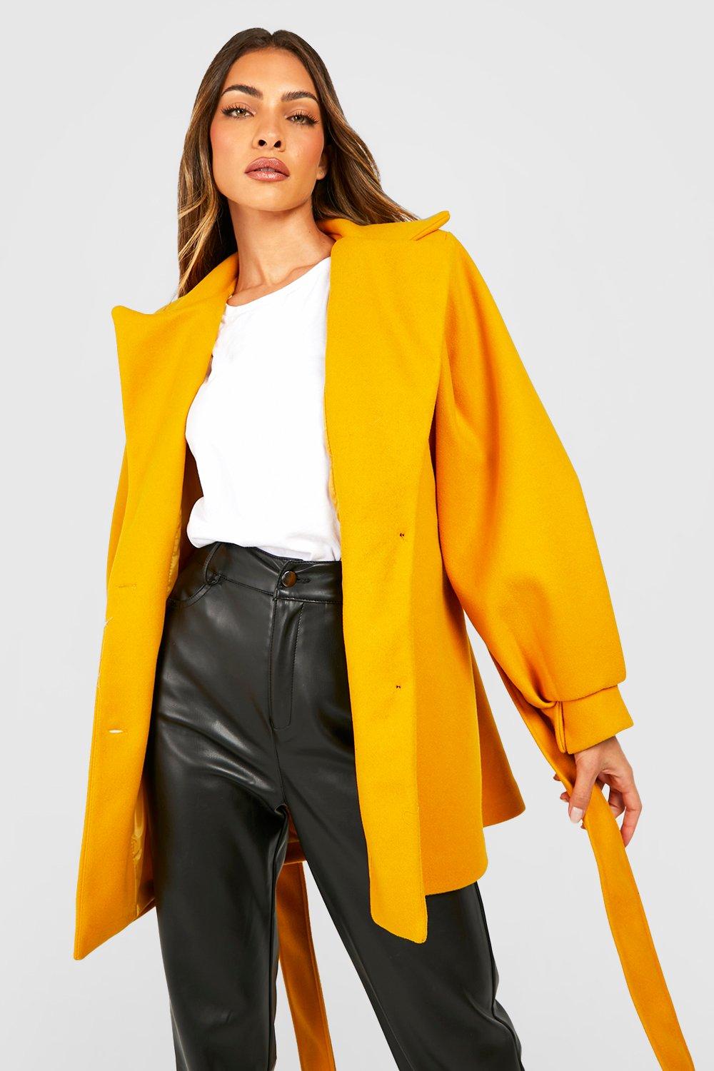 Mustard shop belted coat