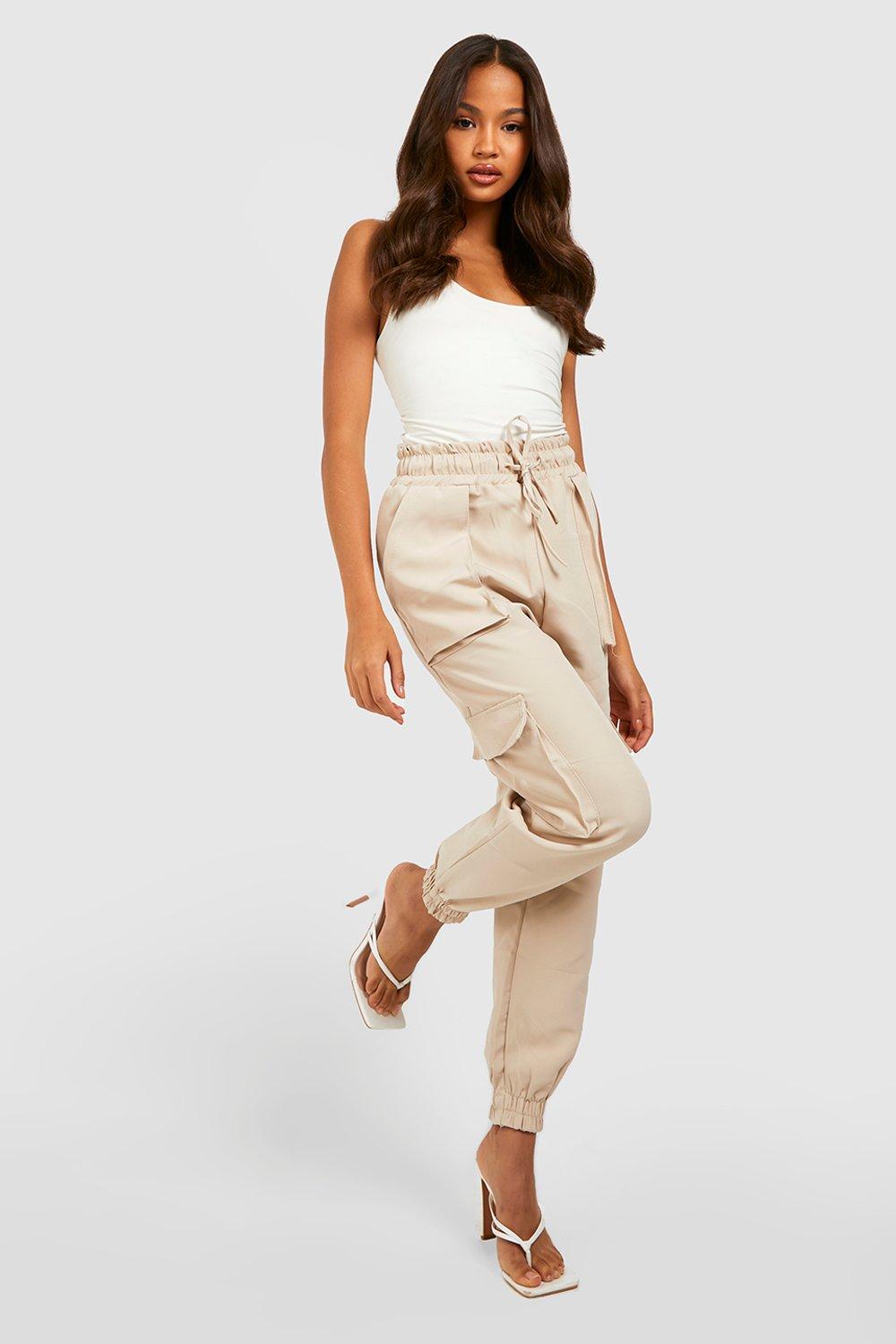 High Waisted Woven Cargo Jogger