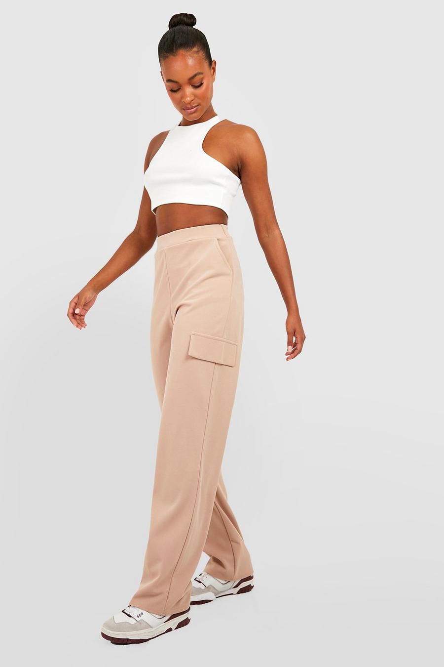 Stone Tall High Waisted Straight Leg Cargo Trousers image number 1